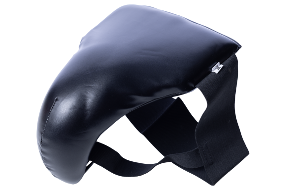 Faze XTR Deluxe Groinguard Black protective gear with a curved design, designed to cover the lower torso.